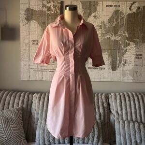 Y2K Spoon Dress Small Pink Button Front Shirt Dress Ruched Waist